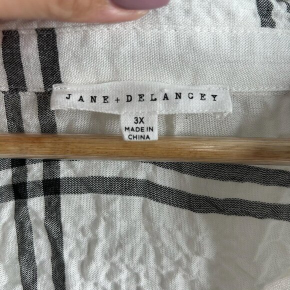 Jane + Delancey Shirt Womens 3XL Plaid Button Down Crinkle‎ Boho Casual Top - Picture 4 of 8